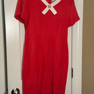 Coral Dress with White Accent size 7/8 women’s dress by Betsy’s Things 19.5 p/p